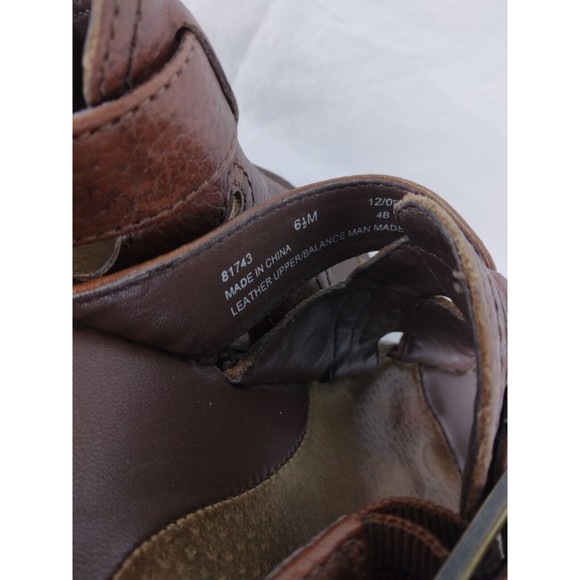 Clarks Sandals Slides Brown Leather Buckle Faux Wood Heel Womens Size 6.5 M - Picture 8 of 9